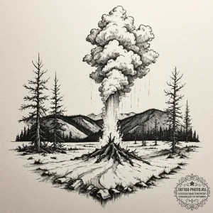 The geysers of yellowstone national park erup... - эскиз тату (№1751176821_0, 29.06.2025 06:00) — tattoo-photo.ru
