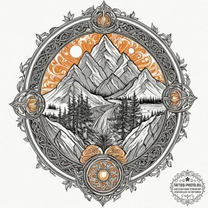 Svarog, concept art for tattoo, muted color p... - эскиз тату (№1751178082_0, 29.06.2025 06:21) — tattoo-photo.ru