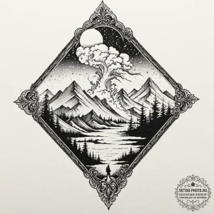 Tattoo sketch a sandstorm forming a powerful... - эскиз тату (№1751178517_0, 29.06.2025 06:28) — tattoo-photo.ru