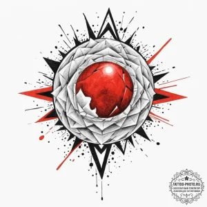 Tattoo design a shattered geometric sphere, i... - эскиз тату (№1751178728_0, 29.06.2025 06:32) — tattoo-photo.ru