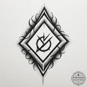 63. tattoo sketch: a "chernobog" rune appeari... - эскиз тату (№1751180136_0, 29.06.2025 06:55) — tattoo-photo.ru