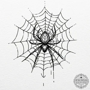 A close-up of a spider weaving its intricate... - эскиз тату (№1751181800_0, 29.06.2025 07:23) — tattoo-photo.ru