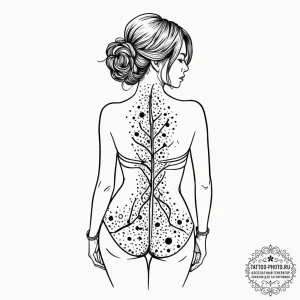 Tattoo design a woman's back with a zipper ta... - эскиз тату (№1751182242_0, 29.06.2025 07:30) — tattoo-photo.ru