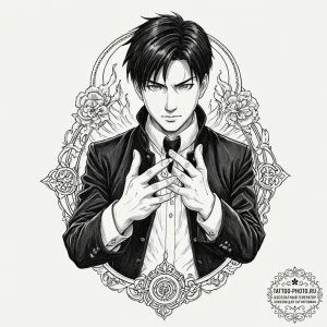 A neo-traditional portrait of roy mustang, sn... - эскиз тату (№1751182450_0, 29.06.2025 07:34) — tattoo-photo.ru