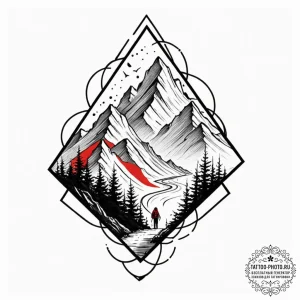 Tattoo sketch a minimalist mountain range wit... - эскиз тату (№1751182879_0, 29.06.2025 07:41) — tattoo-photo.ru
