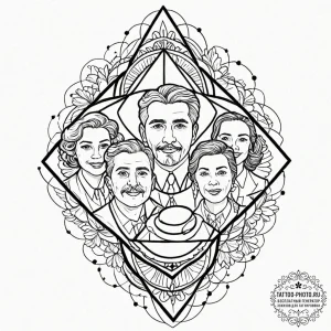 Tattoo design a simple, abstract "family port... - эскиз тату (№1751183406_0, 29.06.2025 07:50) — tattoo-photo.ru