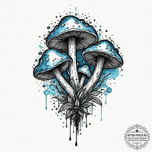 Bioluminescent fungi, concept art for tattoo,... - эскиз тату (№1751185047_0, 29.06.2025 08:17) — tattoo-photo.ru