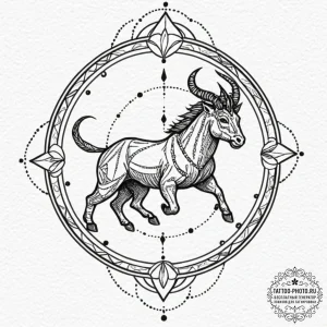 Tattoo sketch a zodiac animal breaking throug... - эскиз тату (№1751185265_0, 29.06.2025 08:21) — tattoo-photo.ru