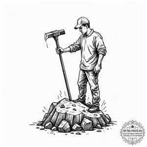 Tattoo sketch a person standing on a small as... - эскиз тату (№1751186231_0, 29.06.2025 08:37) — tattoo-photo.ru