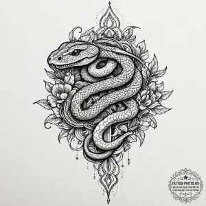 A dagger with a snake coiled around it, ink i... - эскиз тату (№1751187352_0, 29.06.2025 08:55) — tattoo-photo.ru
