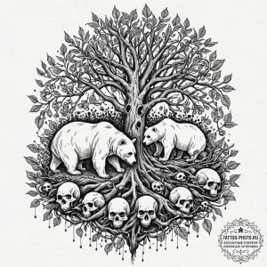 Tattoo design a tree with deep, dark roots ta... - эскиз тату (№1751187890_0, 29.06.2025 09:04) — tattoo-photo.ru