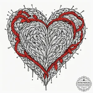 Tattoo design a knitting needle and yarn form... - эскиз тату (№1751188447_0, 29.06.2025 09:14) — tattoo-photo.ru