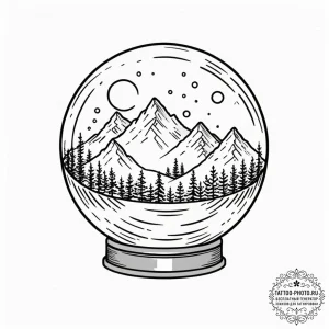 Crystal ball showing a vision, ink illustrati... - эскиз тату (№1751188558_0, 29.06.2025 09:15) — tattoo-photo.ru