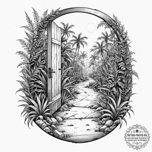 Tattoo design a single, open doorway standing... - эскиз тату (№1751188967_0, 29.06.2025 09:22) — tattoo-photo.ru