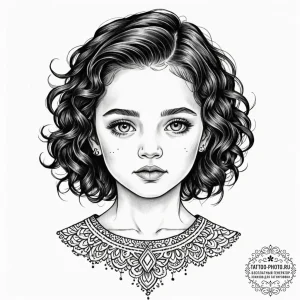 Child's portrait, tattoo flash sheet design,... - эскиз тату (№1751189972_0, 29.06.2025 09:39) — tattoo-photo.ru
