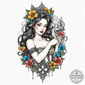 A linework tattoo of the mendl's courtesan au... - эскиз тату (№1751190313_0, 29.06.2025 09:45) — tattoo-photo.ru