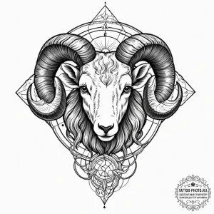 Tattoo sketch an aries ram's head with a cele... - эскиз тату (№1751191087_0, 29.06.2025 09:58) — tattoo-photo.ru