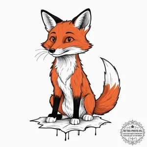 A minimalist tattoo of the fox from fantastic... - эскиз тату (№1751191194_0, 29.06.2025 09:59) — tattoo-photo.ru