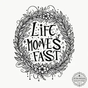 A chicano lettering tattoo "life moves pretty... - эскиз тату (№1751191934_0, 29.06.2025 10:12) — tattoo-photo.ru