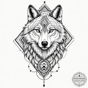 A sketch style tattoo of a wolf and a falcon,... - эскиз тату (№1751193261_0, 29.06.2025 10:34) — tattoo-photo.ru