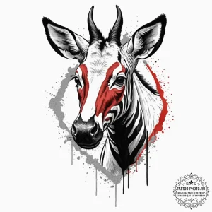 An okapi, ink illustration for tattoo, detail... - эскиз тату (№1751193445_0, 29.06.2025 10:37) — tattoo-photo.ru