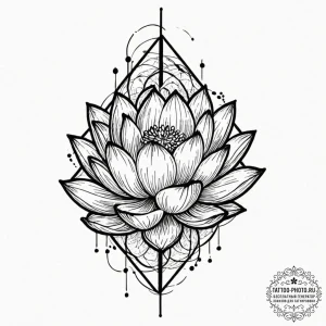 Tattoo design a lotus flower in full bloom, i... - эскиз тату (№1751194217_0, 29.06.2025 10:50) — tattoo-photo.ru
