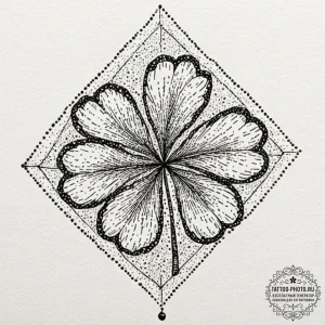 Tattoo design a single, perfect clover, its l... - эскиз тату (№1751194729_0, 29.06.2025 10:58) — tattoo-photo.ru