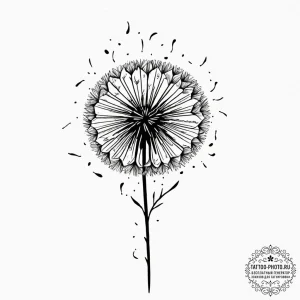 Tattoo design a single dandelion, its seeds n... - эскиз тату (№1751194846_0, 29.06.2025 11:00) — tattoo-photo.ru