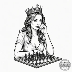A neo-traditional tattoo of the queen's gambi... - эскиз тату (№1751196865_0, 29.06.2025 11:34) — tattoo-photo.ru
