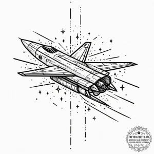Tattoo design a retro pixelated spaceship fly... - эскиз тату (№1751197076_0, 29.06.2025 11:37) — tattoo-photo.ru