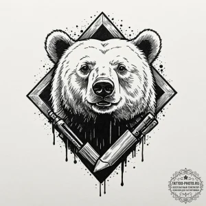 A trash polka composition of the white bear s... - эскиз тату (№1751197182_0, 29.06.2025 11:39) — tattoo-photo.ru