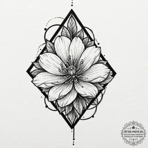 Tattoo sketch a geometric crystal, with a rea... - эскиз тату (№1751197385_0, 29.06.2025 11:43) — tattoo-photo.ru