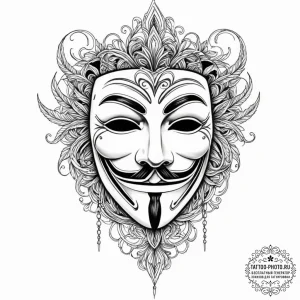 V's mask from v for vendetta, concept art for... - эскиз тату (№1751197594_0, 29.06.2025 11:46) — tattoo-photo.ru