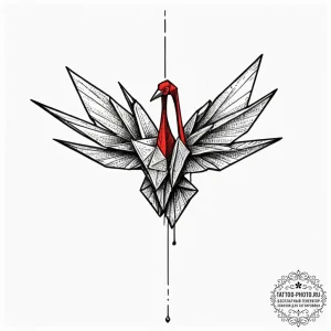 Origami crane, artistic tattoo sketch, on a c... - эскиз тату (№1751198197_0, 29.06.2025 11:56) — tattoo-photo.ru