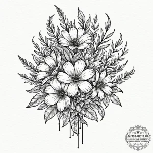 Tattoo sketch a bouquet of flowers, but some... - эскиз тату (№1751214011_0, 29.06.2025 16:20) — tattoo-photo.ru