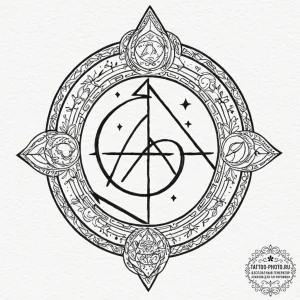 148. tattoo sketch: "veda" rune surrounded by... - эскиз тату (№1751214077_0, 29.06.2025 16:21) — tattoo-photo.ru