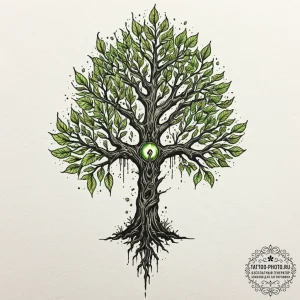 Tattoo sketch a single, powerful tree struck... - эскиз тату (№1751214223_0, 29.06.2025 16:23) — tattoo-photo.ru