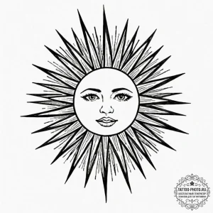 Tattoo sketch a single leo glyph radiating mi... - эскиз тату (№1751214315_0, 29.06.2025 16:25) — tattoo-photo.ru