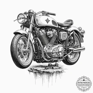 A close-up shot of the intricate engine of a... - эскиз тату (№1751215786_0, 29.06.2025 16:49) — tattoo-photo.ru