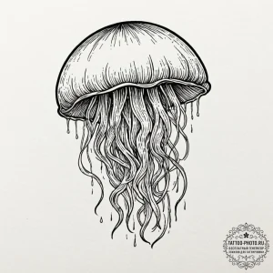 Jellyfish, tattoo drawing outline, sketch tat... - эскиз тату (№1751216521_0, 29.06.2025 17:02) — tattoo-photo.ru