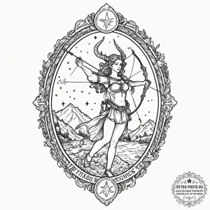 Tattoo sketch a sagittarius archer with the "... - эскиз тату (№1751218159_0, 29.06.2025 17:29) — tattoo-photo.ru