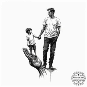 Tattoo design a silhouette of a father figure... - эскиз тату (№1751218369_0, 29.06.2025 17:32) — tattoo-photo.ru