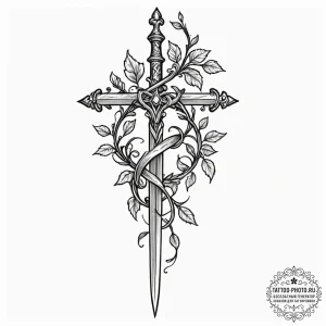Tattoo design a vine climbing up a sword, a s... - эскиз тату (№1751219578_0, 29.06.2025 17:52) — tattoo-photo.ru