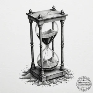 Tattoo design a surreal hourglass, where the... - эскиз тату (№1751220854_0, 29.06.2025 18:14) — tattoo-photo.ru