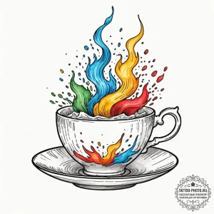 A teacup with a storm inside, tattoo flash sh... - эскиз тату (№1751221075_0, 29.06.2025 18:17) — tattoo-photo.ru