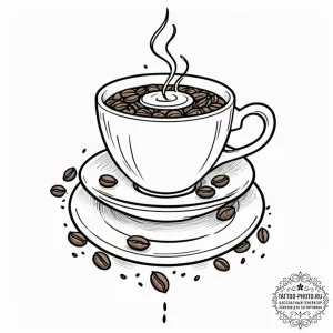 Tattoo sketch a 'coffee cup' on one, a 'coffe... - эскиз тату (№1751221516_0, 29.06.2025 18:25) — tattoo-photo.ru