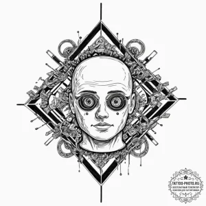 A trash polka composition of code, anxiety, a... - эскиз тату (№1751221623_0, 29.06.2025 18:27) — tattoo-photo.ru