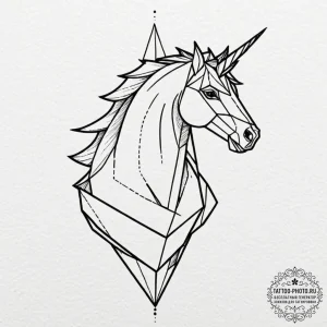 Linework tattoo design of the origami unicorn... - эскиз тату (№1751221721_0, 29.06.2025 18:28) — tattoo-photo.ru