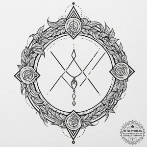 75. tattoo sketch: "raduga" rune surrounded b... - эскиз тату (№1751222406_0, 29.06.2025 18:40) — tattoo-photo.ru