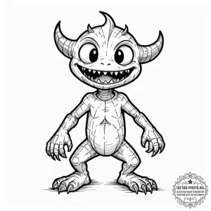 Tattoo sketch a playful monster or creature d... - эскиз тату (№1751222804_0, 29.06.2025 18:46) — tattoo-photo.ru